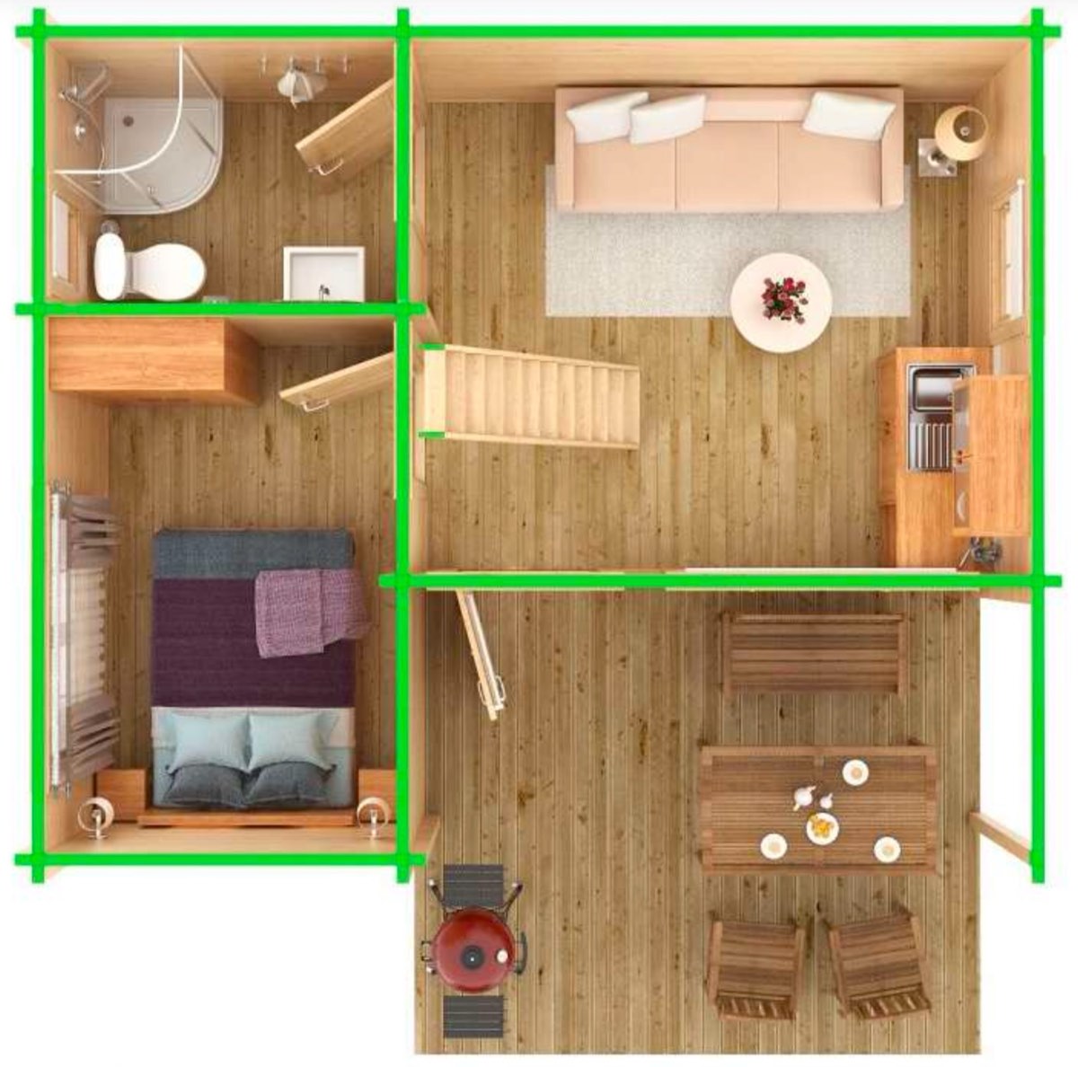 Plano del chalet de madera