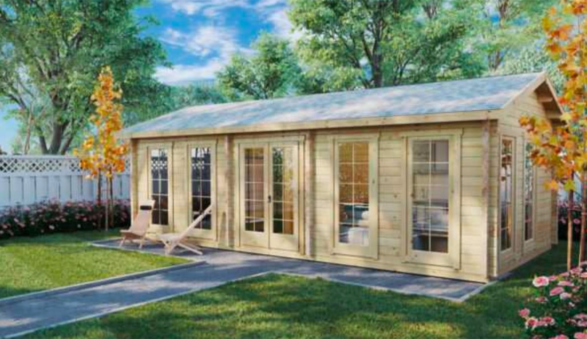 Chalet de madera con grandes ventanales
